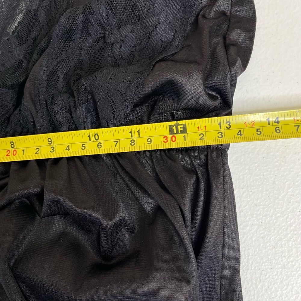 Vintage Texsheen Black Lace Nylon Long Nightgown Peignoir Chemise Women Small - Picture 11 of 14